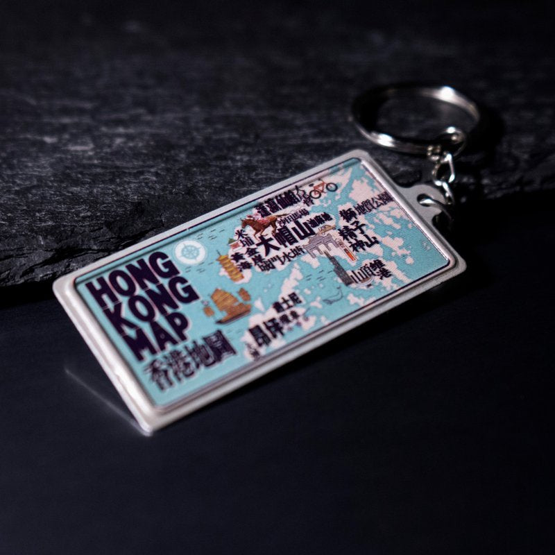 Hong Kong Map ミニチュア鉄板キーホルダー