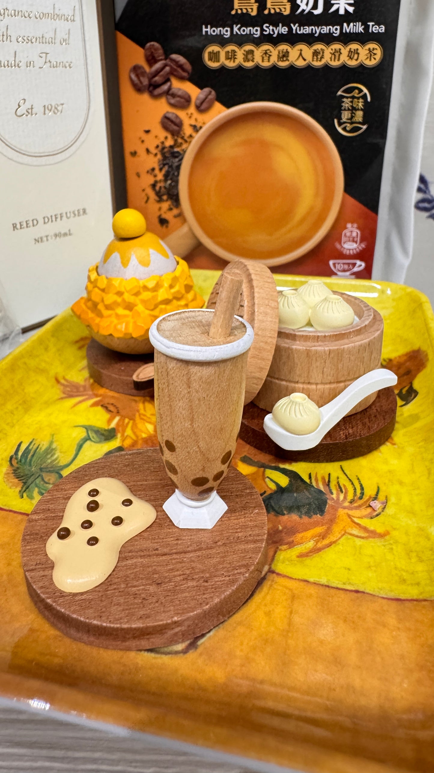 木製装飾品　珍珠奶茶